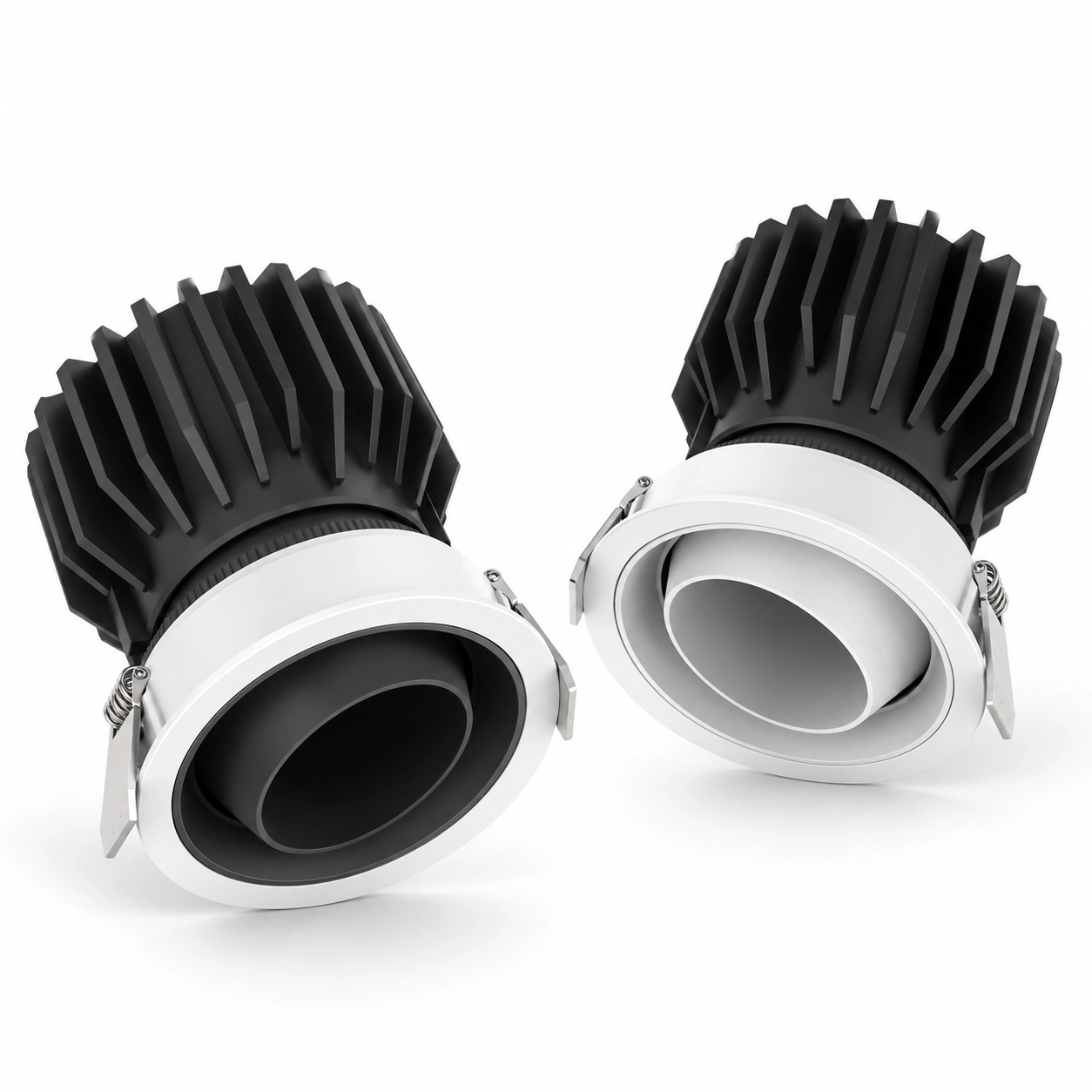 adjustable round downlights dark pale nested barrels