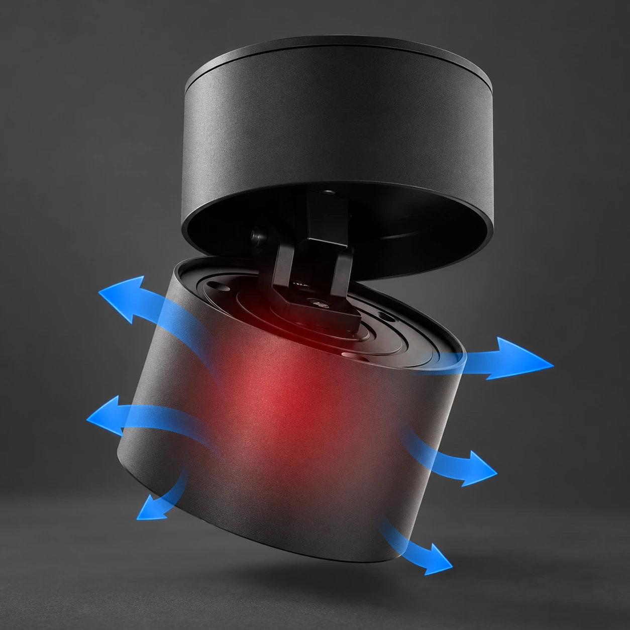 black adjustable surface cylinder airflow detail
