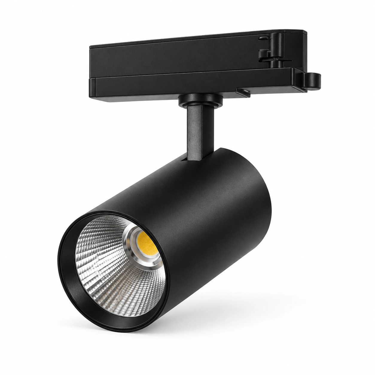 black cylinder track spotlight yellow center reflector