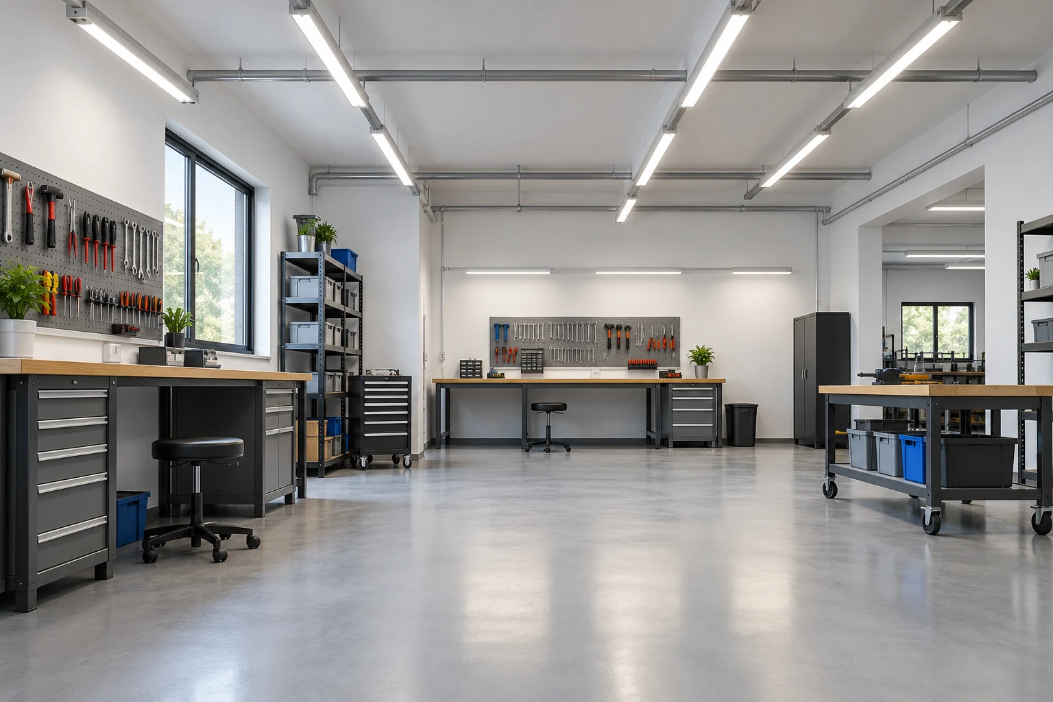 clean workshop sealed led batten lighting concept