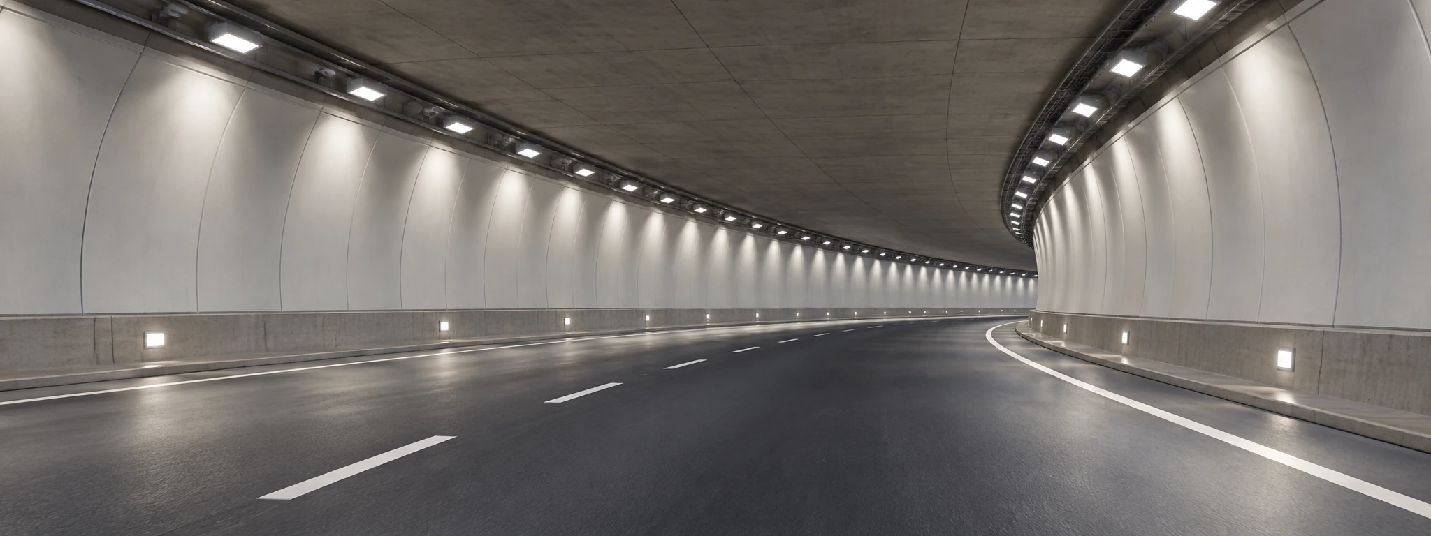 curved road tunnel recessed led lighting
