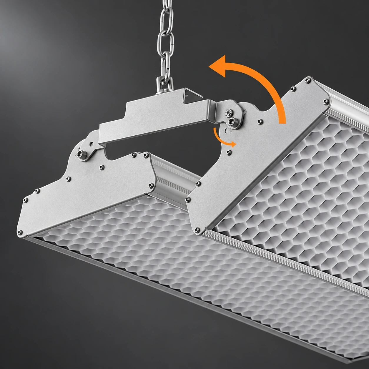 dual panel linear light pivot bracket detail
