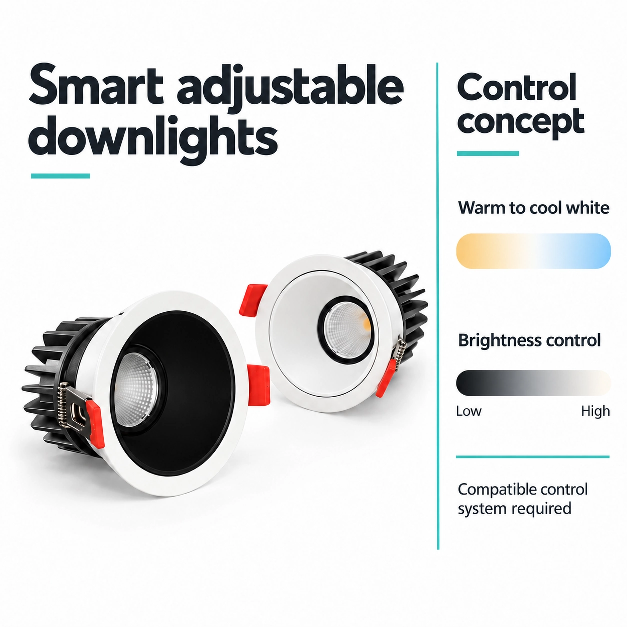 framed smart downlight white light and brightness control