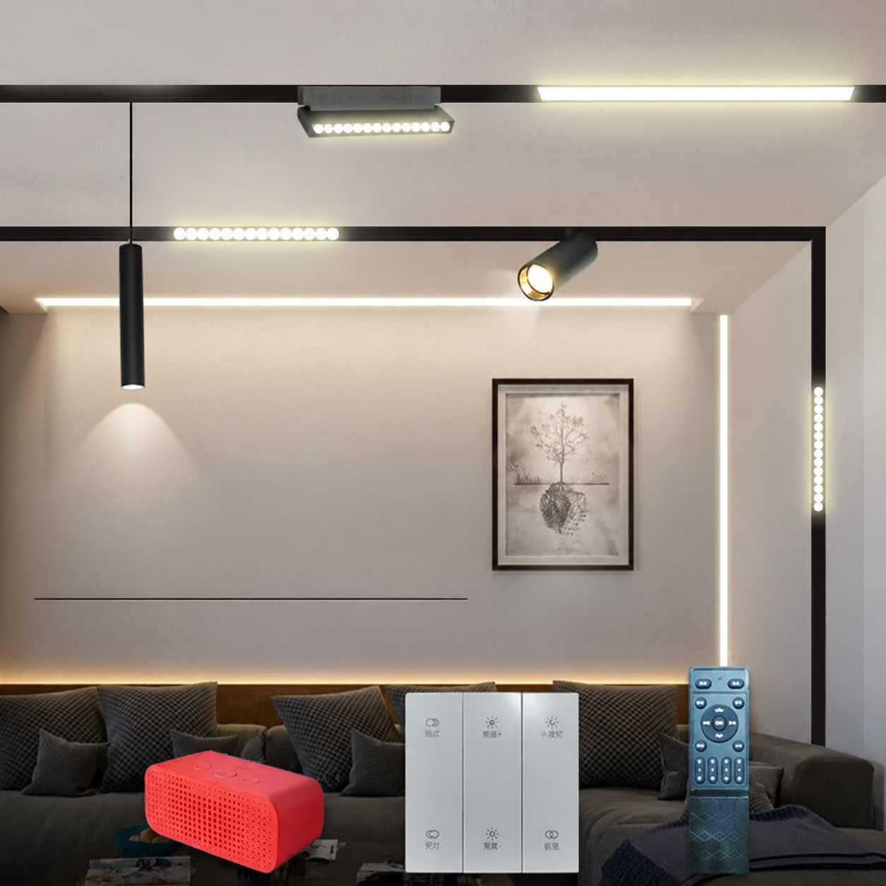 ไฟรางแม่เหล็ก LED ควบคุมด้วยรีโมต