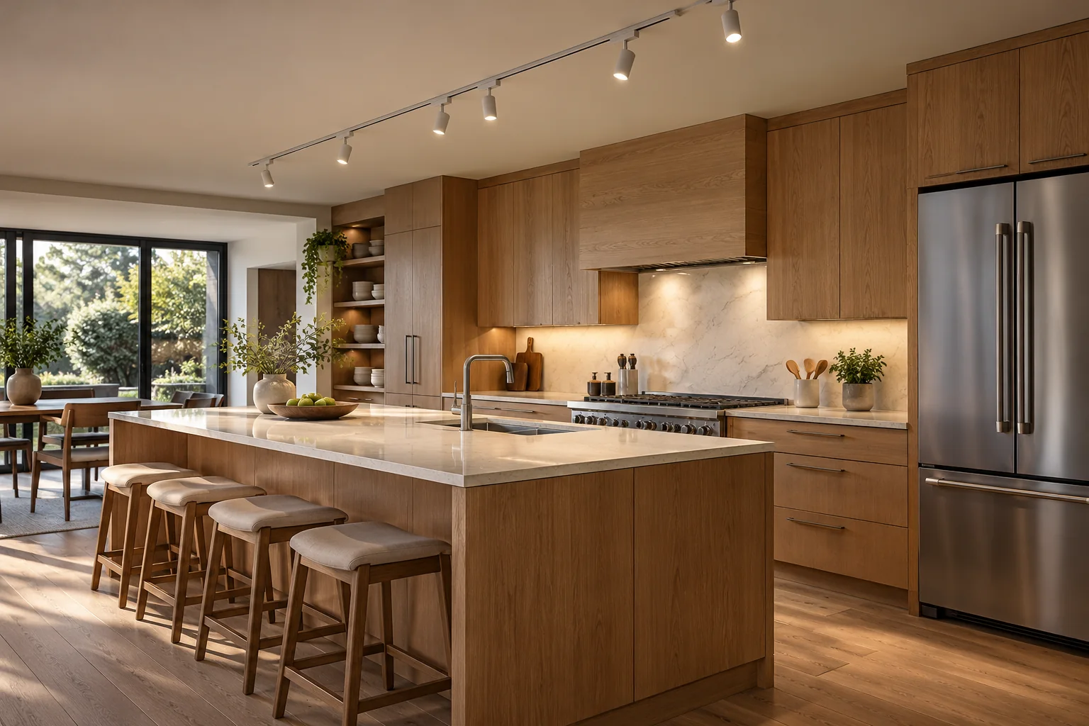 large residential kitchen led track lighting