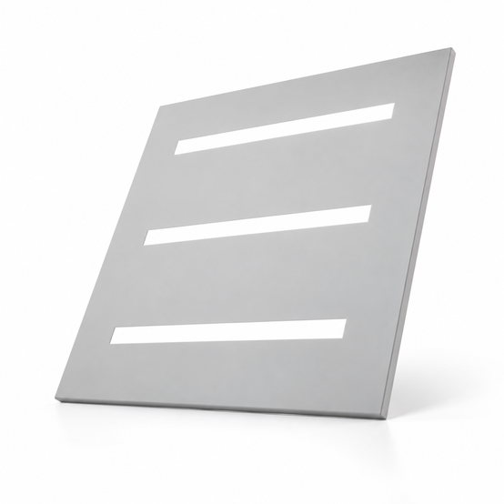 pale gray square panel three linear diffusers