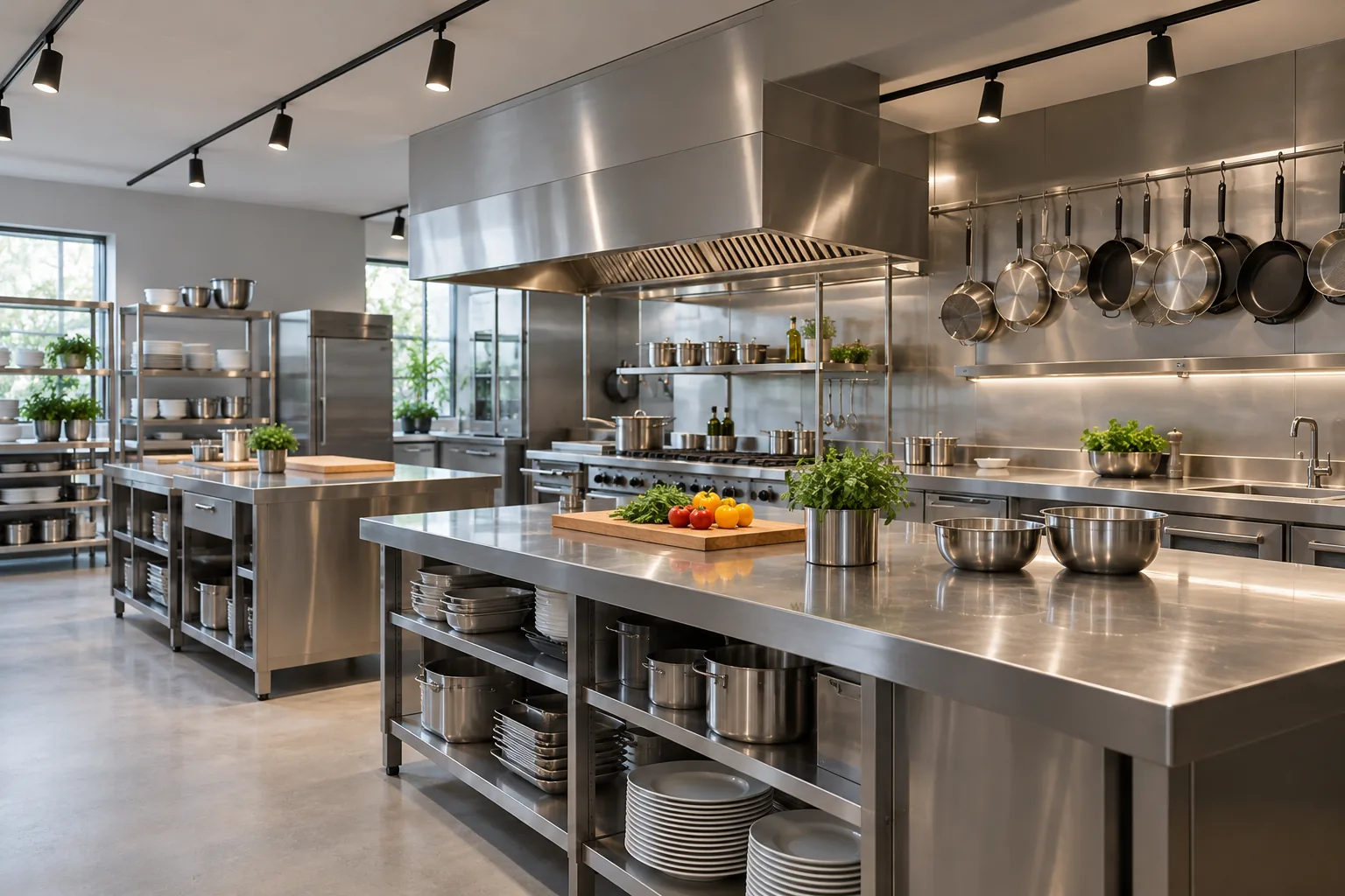 professional kitchen overhead led track lighting