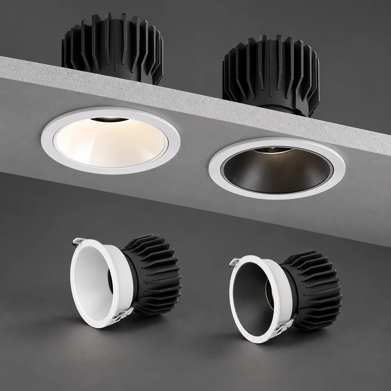 recessed downlight ceiling cutaway two finish comparison
