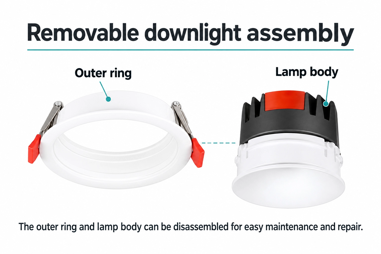 recessed downlight removable outer ring and lamp body