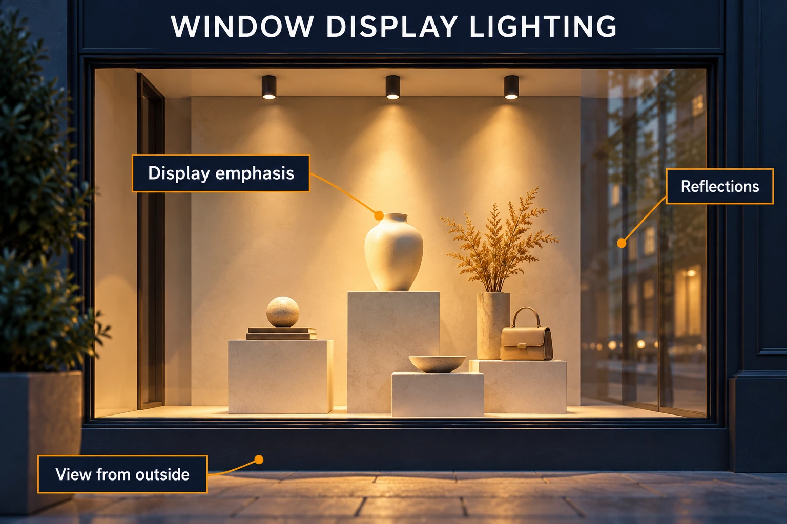 retail window led accent lighting planning