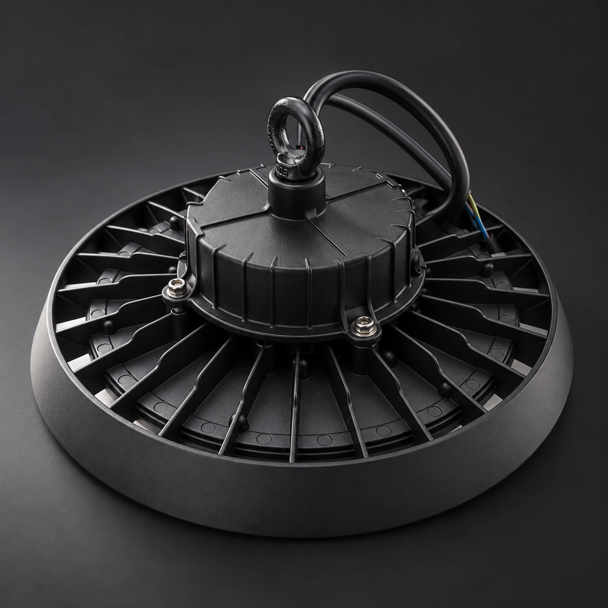 round high bay light rear lifting eye dark studio