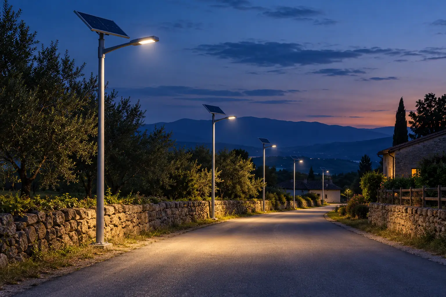 rural access road solar led street lighting