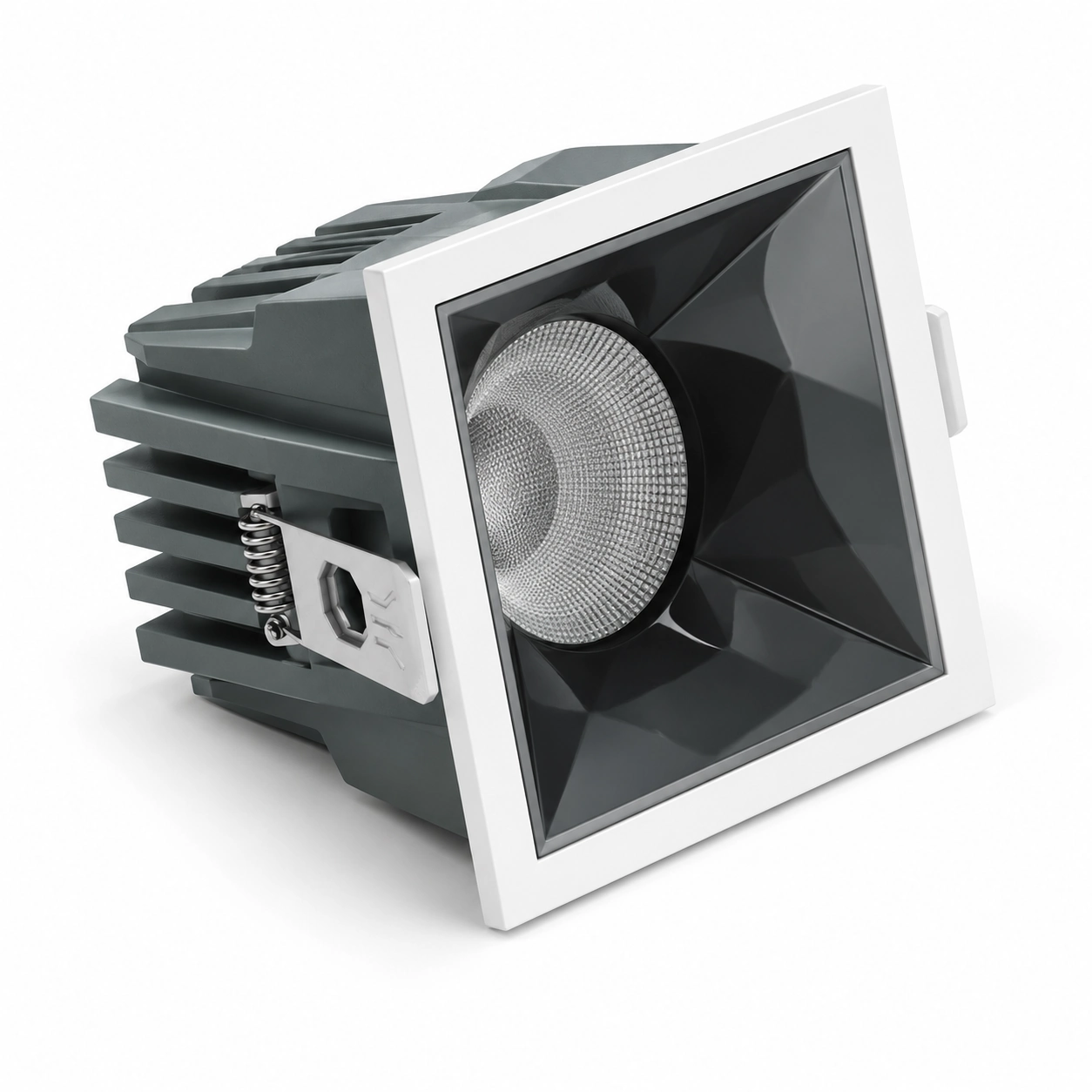 square downlight glossy dark reflector tall fins