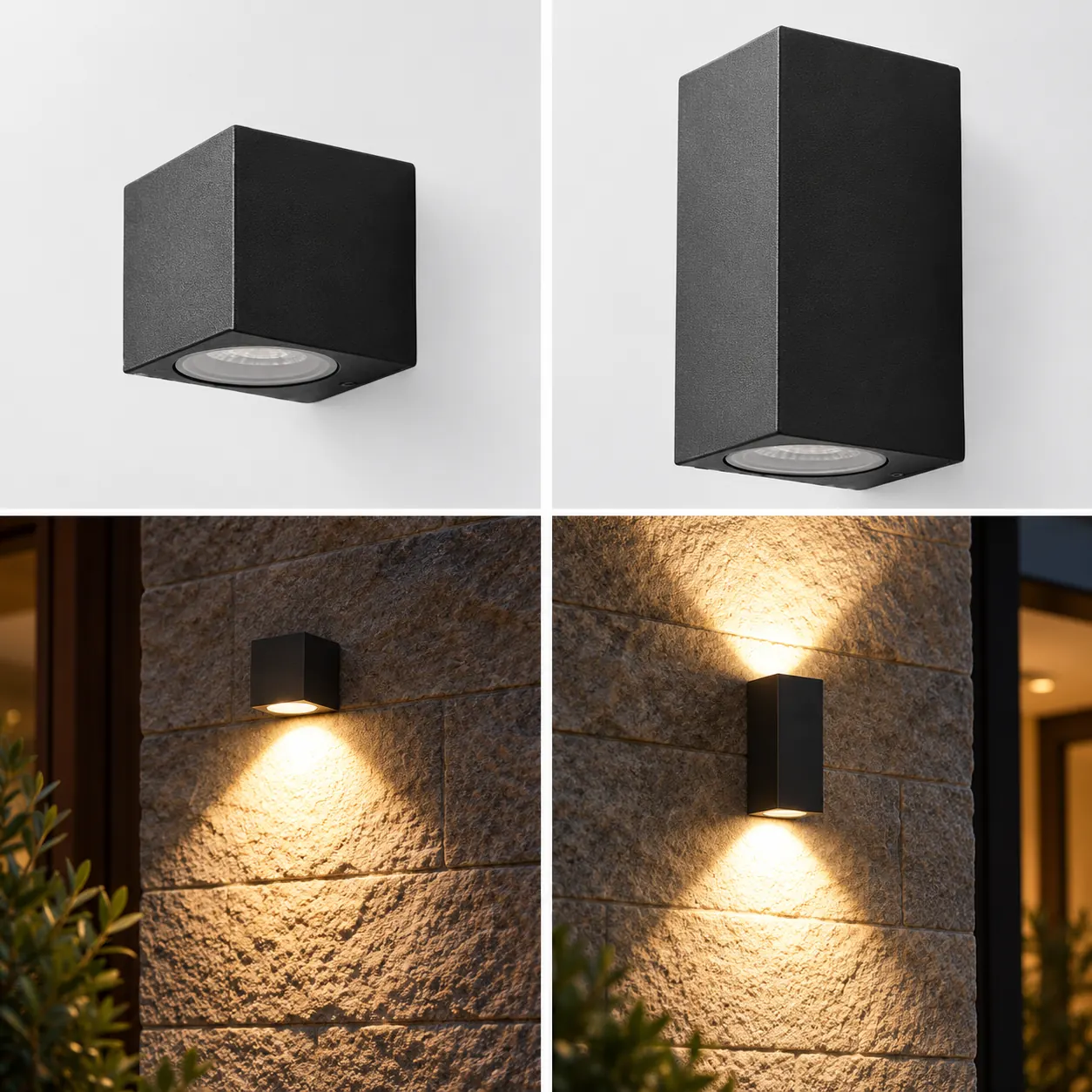 square wall light down only and up down new exterior comparison