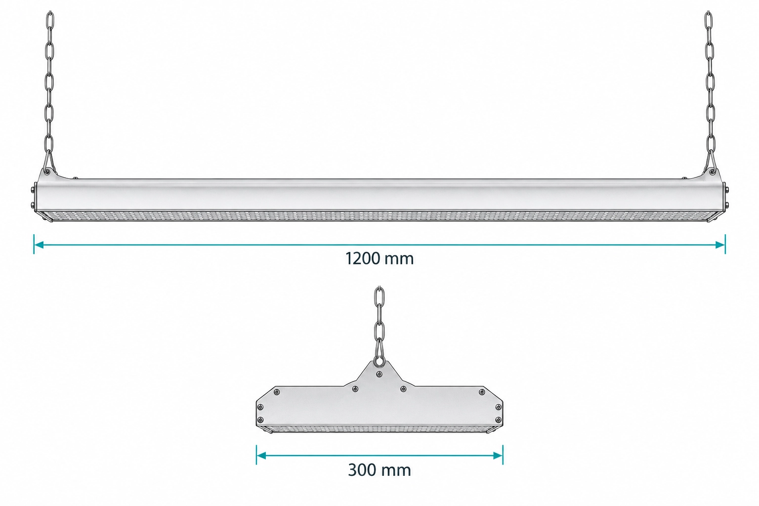 suspended linear high bay 1200mm 300mm dimensions