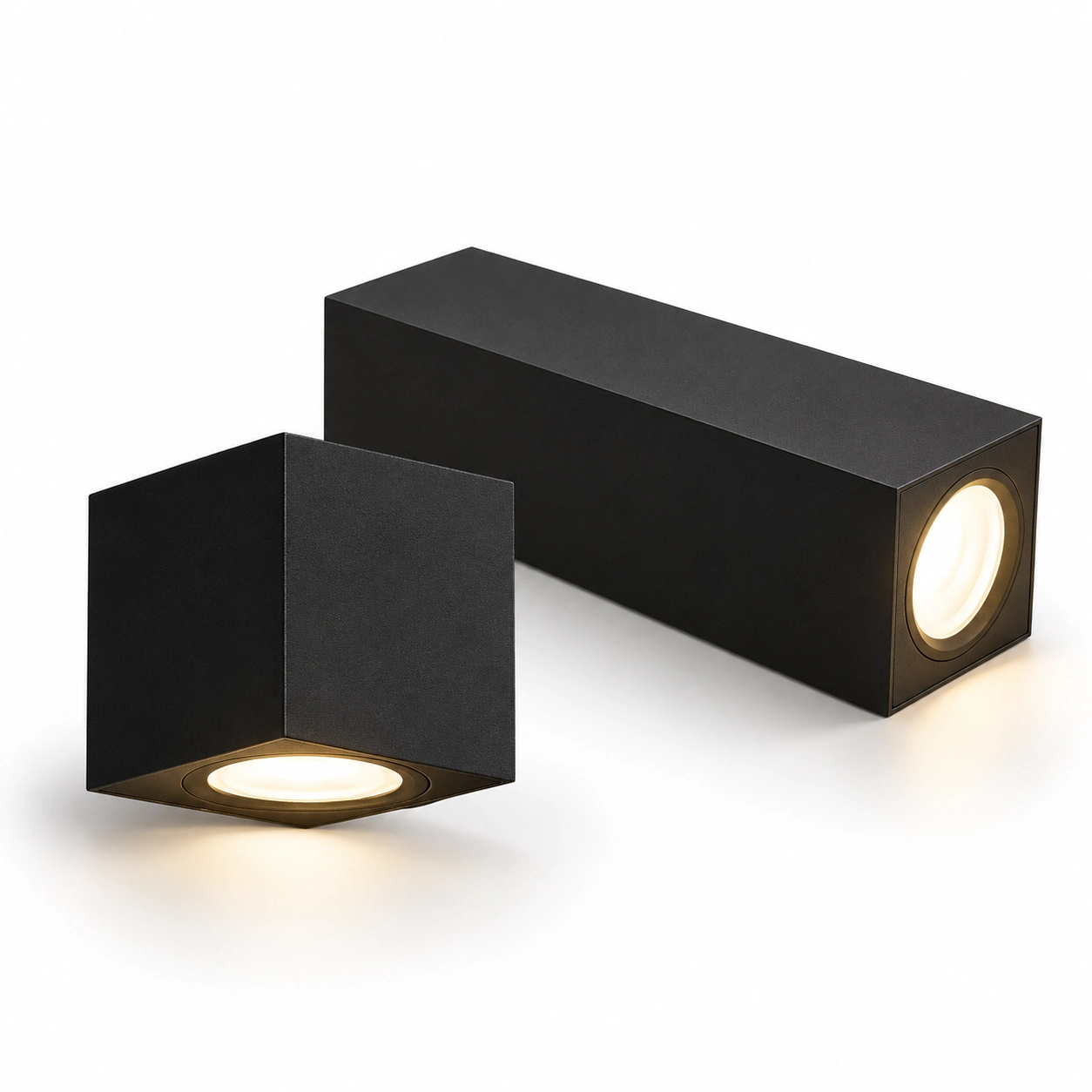 tall and short dark rectangular wall light pair