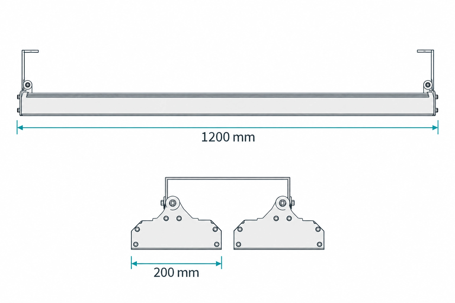 twin linear high bay 1200mm 200mm module dimensions