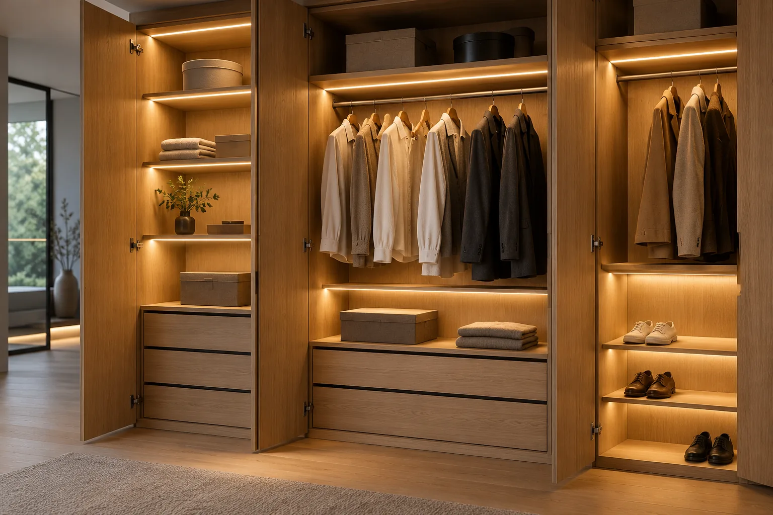 wardrobe cabinet integrated linear led lighting