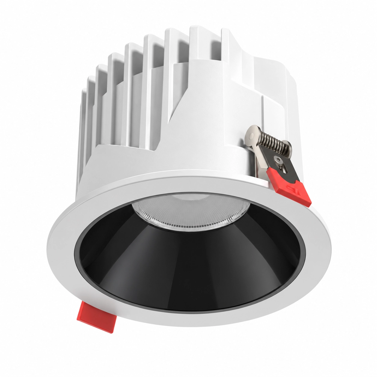 white finned dark baffle downlight white studio