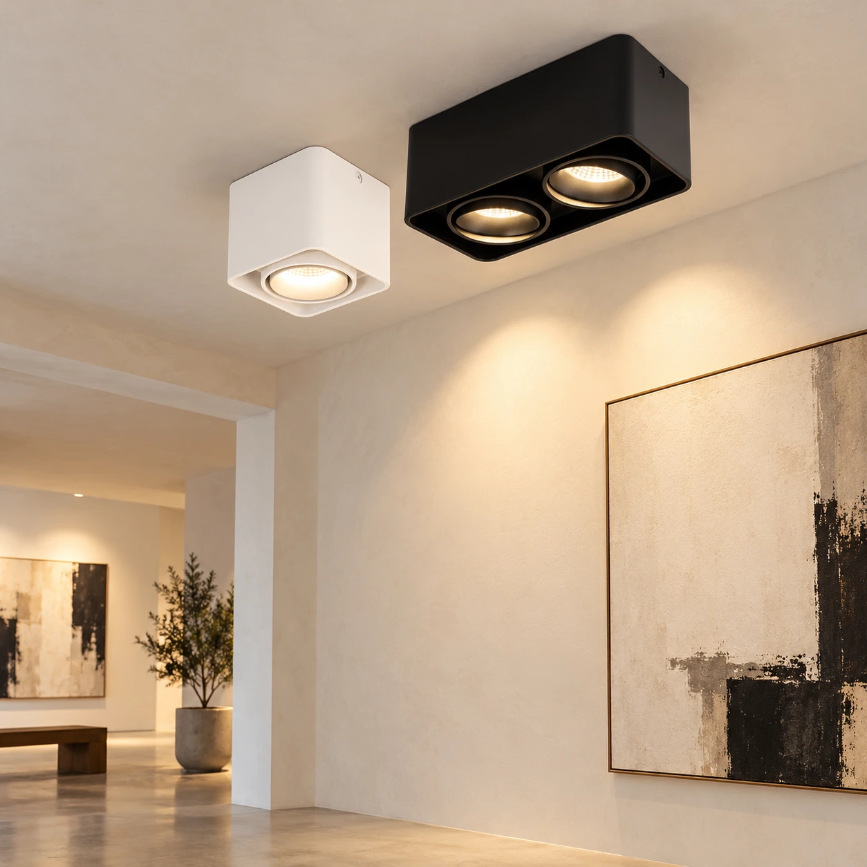 white single black double surface downlights installation