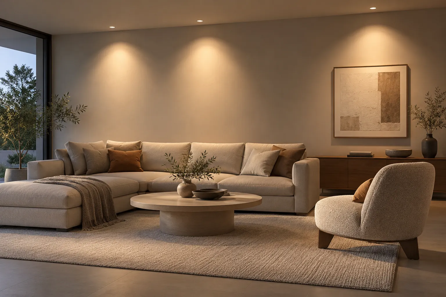 wide accent lighting in a living space